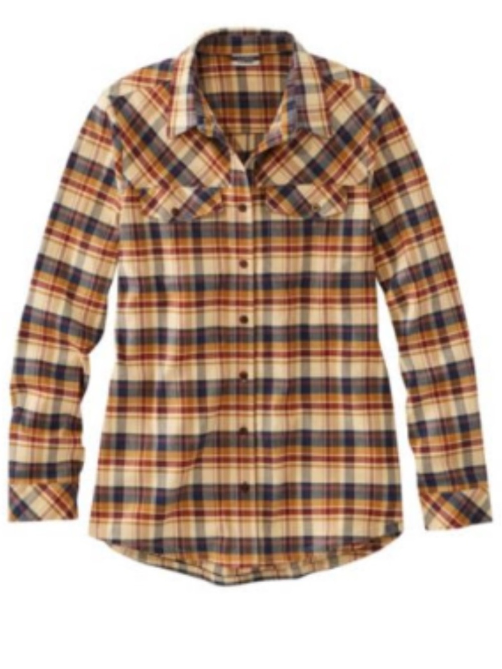 L.L. Bean Women's Cabin Stretch Plaid Button-Down Flannel Shirt W Reg Small
